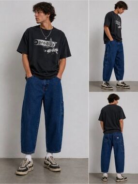 Monet Skateboards Men’s Size 32 Drawstring Baggy Denim Carpenter Jeans